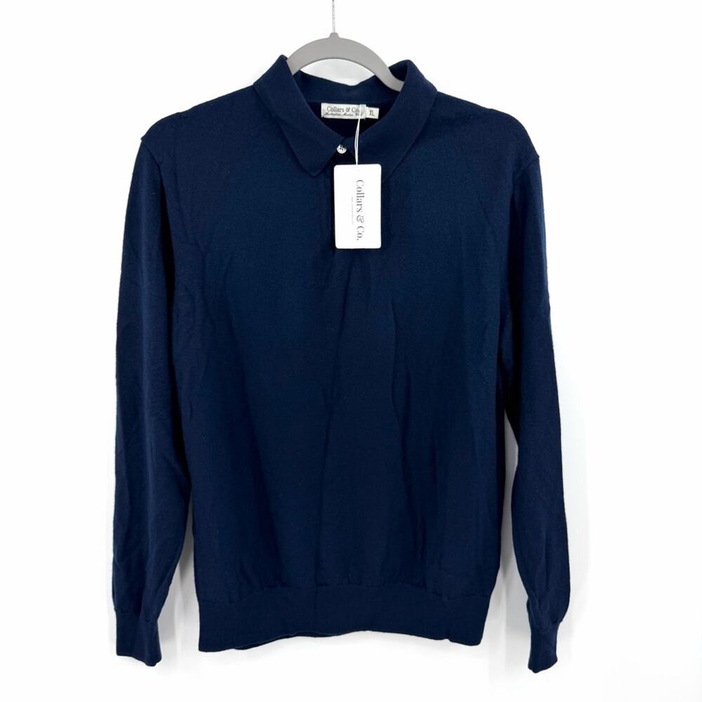 Collars & Co Australian Merino Wool Polo Sweater in dark blue Size XL